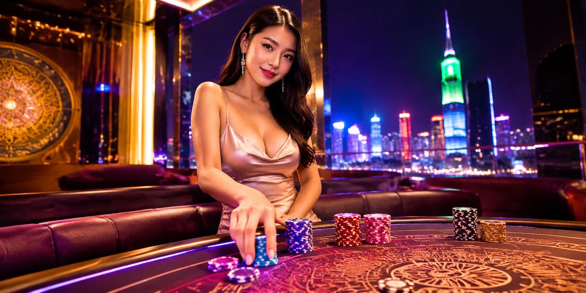 Không gian giải trí casino neon sôi động tại Hồ Chí Minh về đêm