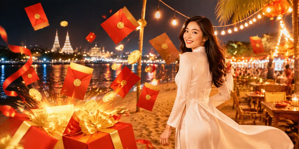Người dùng vùng Mekong nhận phong bao đỏ VIP bonus trong trang phục áo dài truyền thống